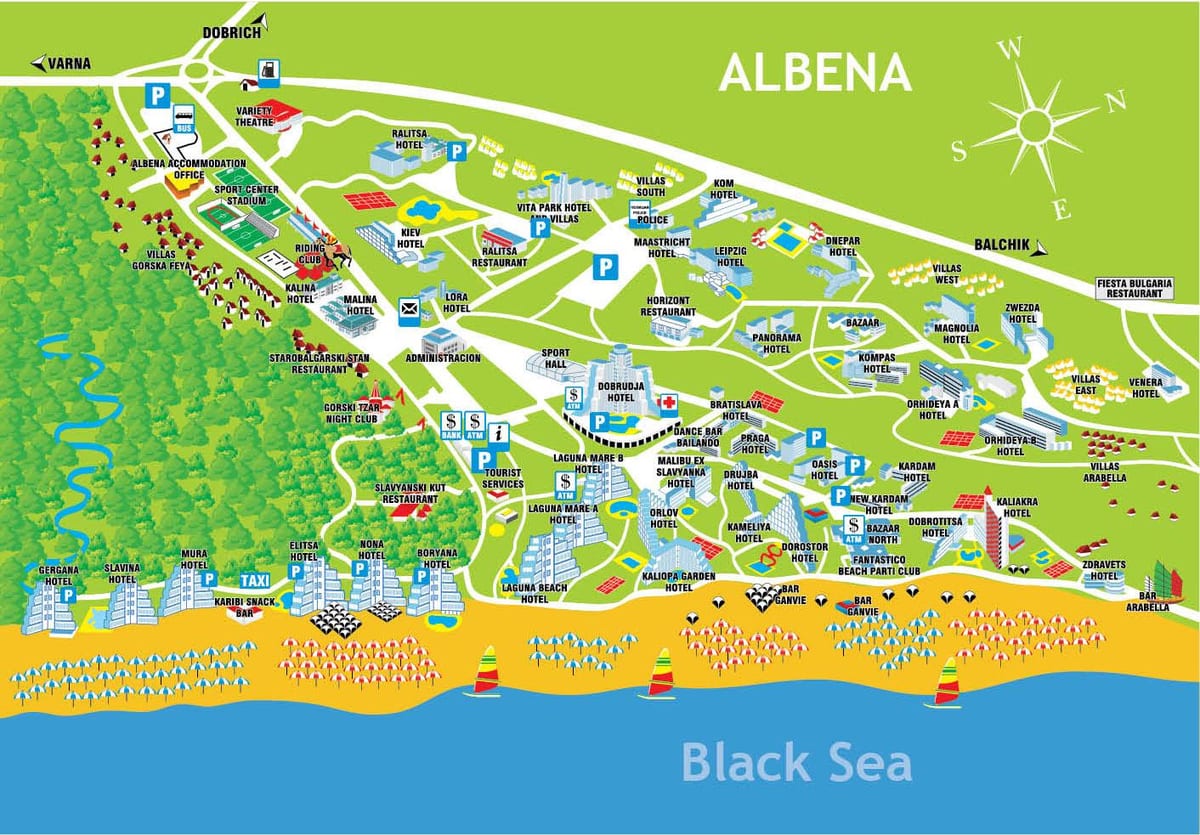 แผนที่ albena บัลแกเรีย name