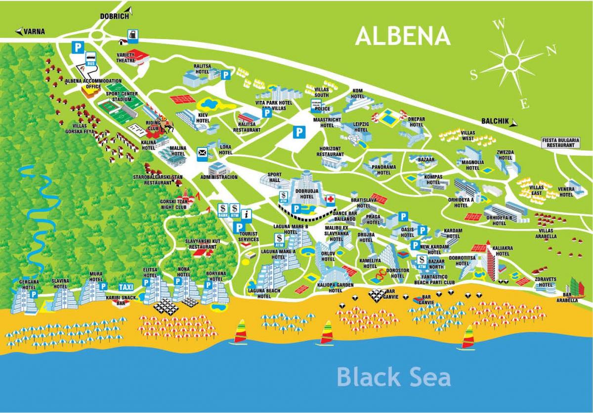 แผนที่ albena บัลแกเรีย name