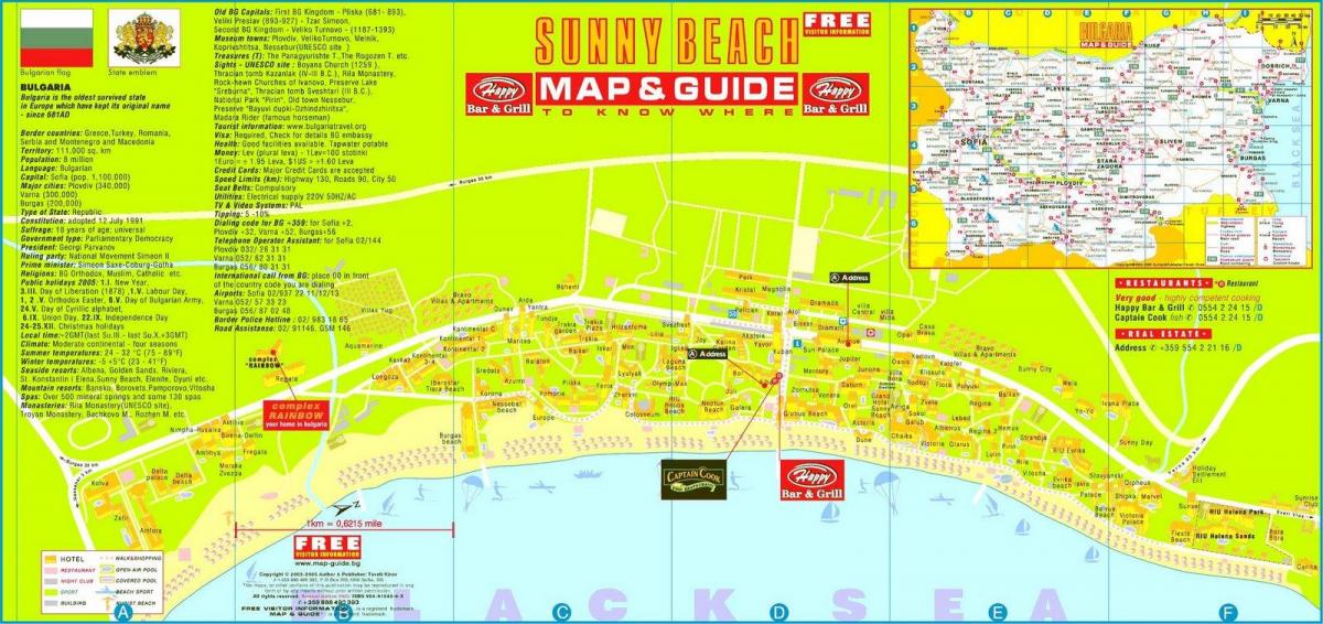 นักท่องเที่ยวหน่อยบนแผนที่ของเทศชายหาดบัลแกเรีย name
