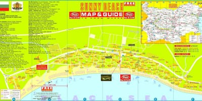 นักท่องเที่ยวหน่อยบนแผนที่ของเทศชายหาดบัลแกเรีย name